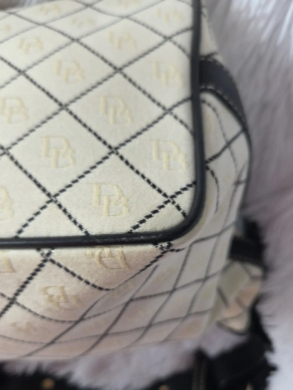 Dooney & Bourke Cream Shoulder Hobo with Black Trim